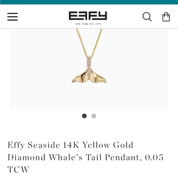 Effy solid 14k gold whale tail with diamonds like new, includes chain - Picture 1 of 5